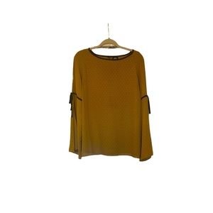 Bobeau | Marigold Yellow Split Long Sleeve Blouse | S